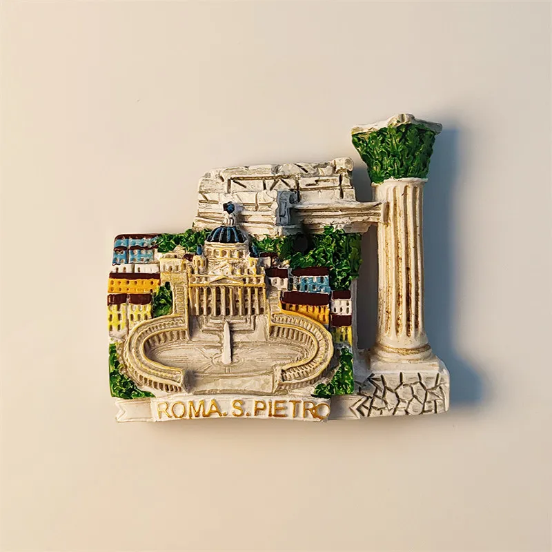 Площадь Святого Петра в Риме, Италия. Визуальный 3D-сувенир, декоративный магнит на холодильник из смолы.