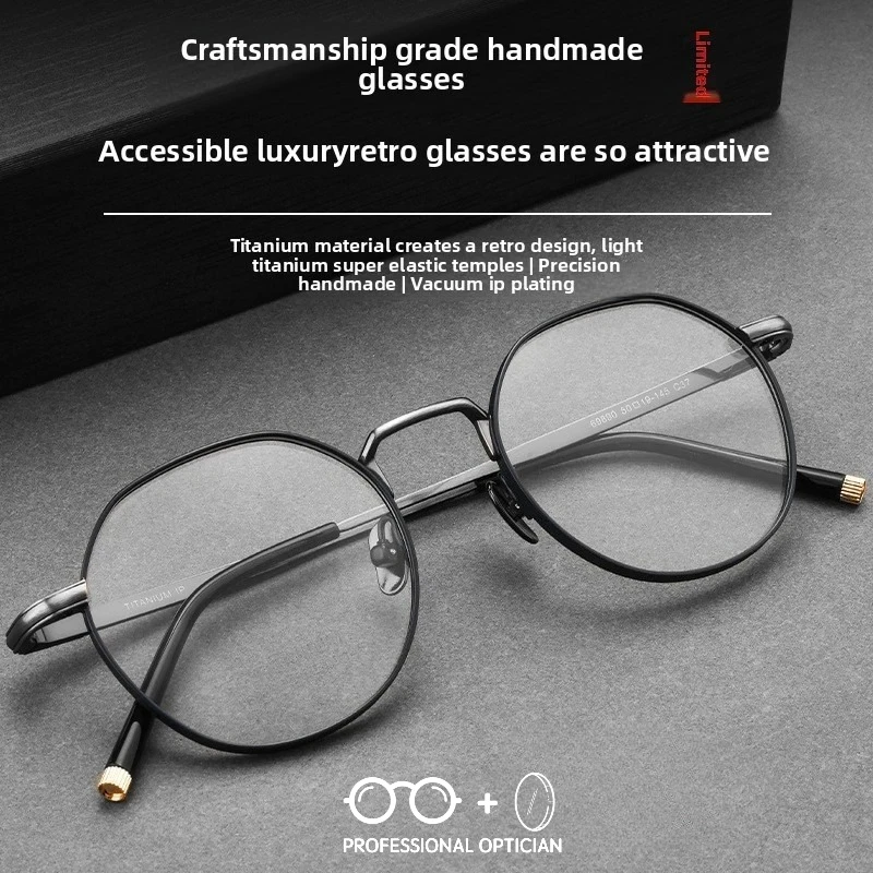 

Ultra-light Pure Titanium Retro Small Round Myopia Blue Light Glasses Unisex Optical Prescription Multifocales Progresivos