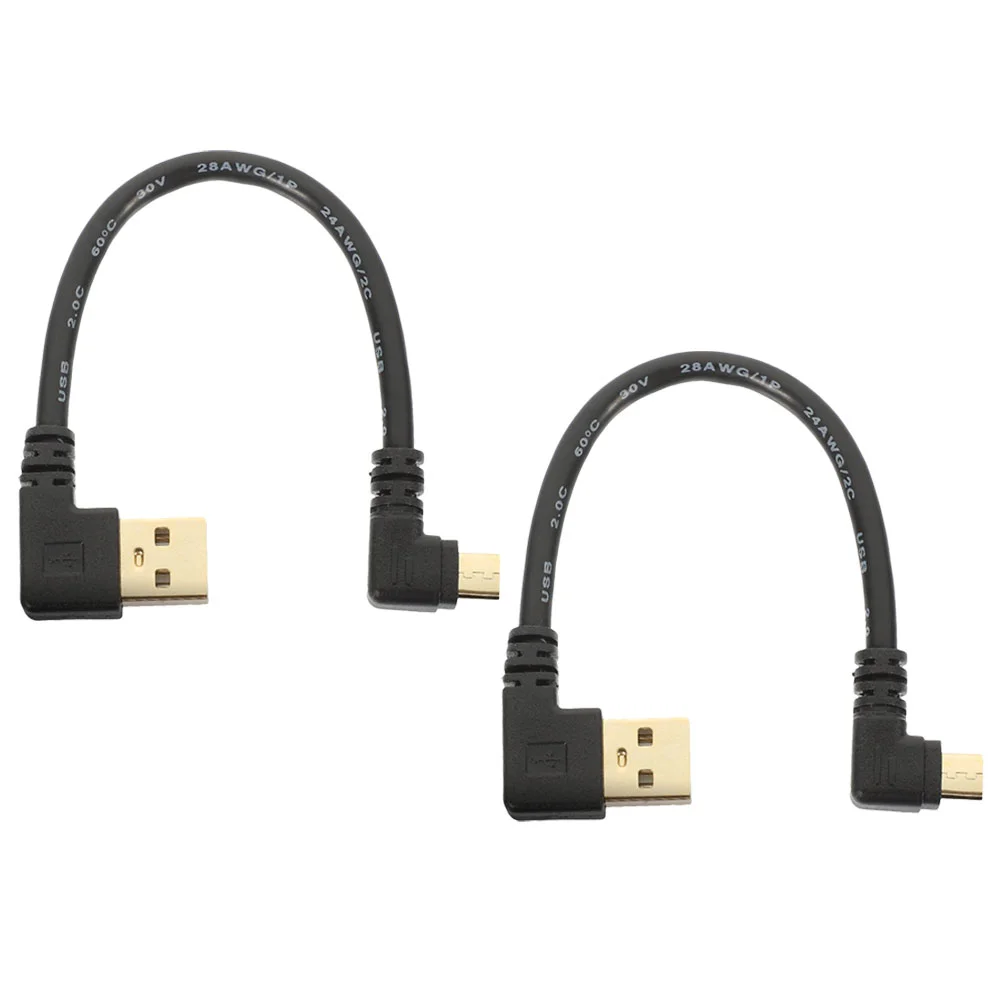 

2 Pcs Micro USB Cable for Data Transfer 90 Degree Charging Cables to Adapter Miniature Right Angle