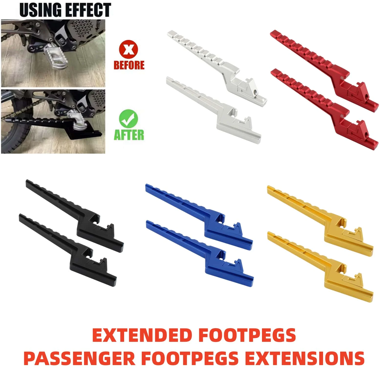 

Motorcycle Accessories Passenger Foot Peg Extensions Extended Footpegs Bike Dirt Bike Off-Road For Surron light bee X/S X/L1E
