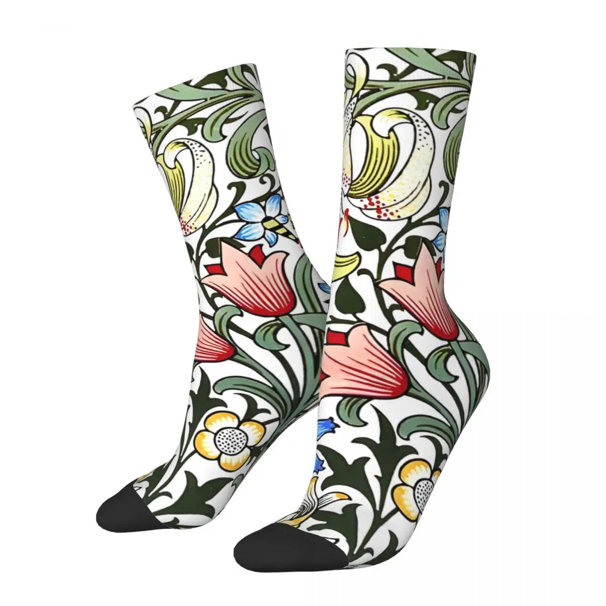 Golden Lily White John Henry Men's Socks Retro Harajuku Street Style Novelty Seamless Crew Sock