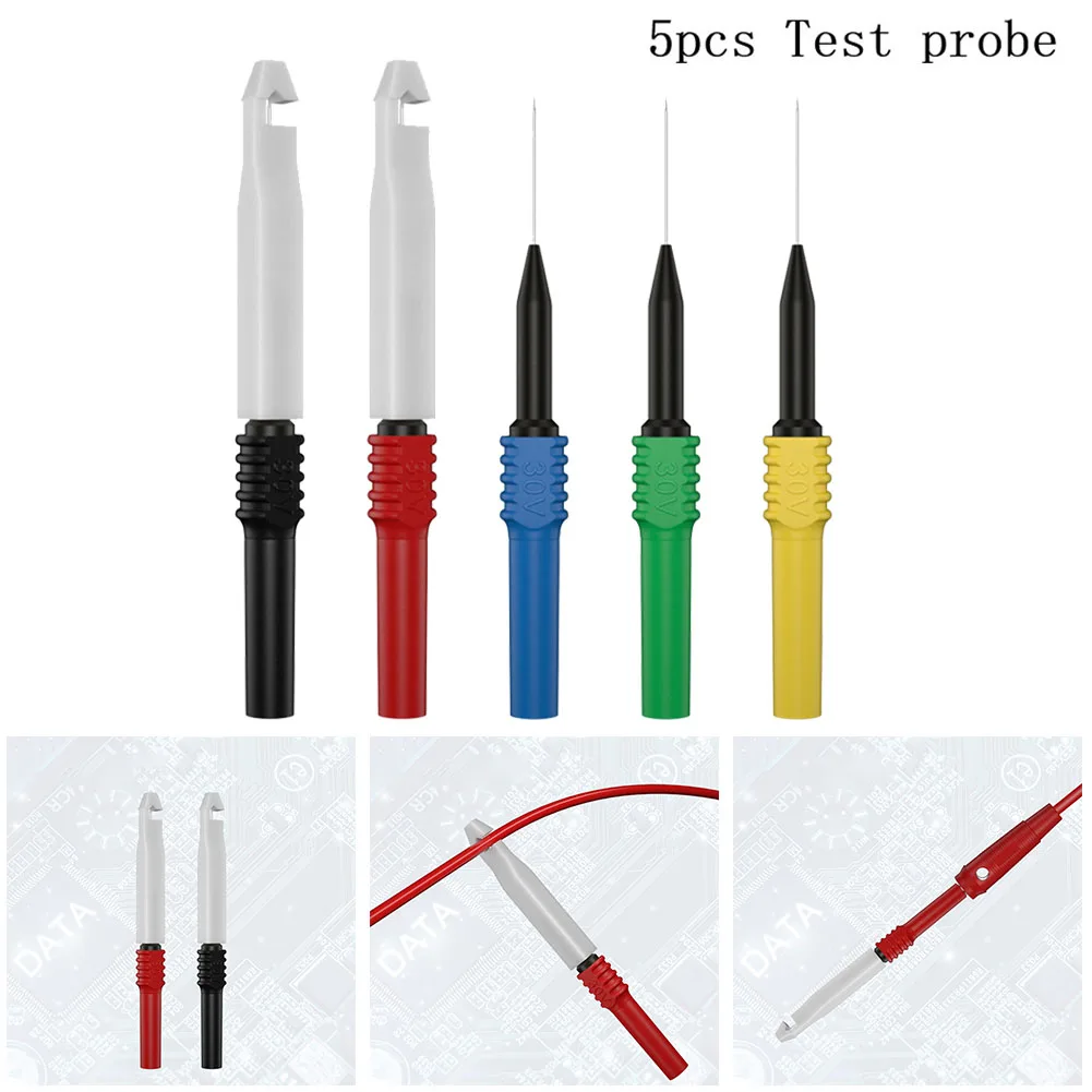 Multimeter Test Probe Nondestructive Probe Set Probe 30-60V/30A Multimeter 4mm 5PCS AC/DC Head/Needle Insulated