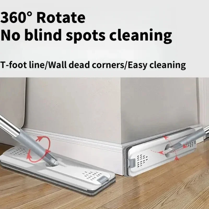 360° Rotation Flat Mop Squeeze and Superfine Fiber Pad Floor Cleaning Mop Lazy Wash Floor Mop Mops Household Cleaning Tools