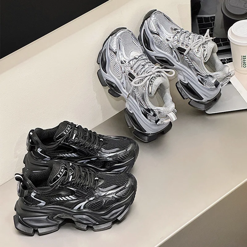 

Новые мужские и женские дышащие повседневные спортивные кроссовки из сетки, уличные повседневные кроссовки на толстой подошве с высоким шнурованием для мужчин и женщин