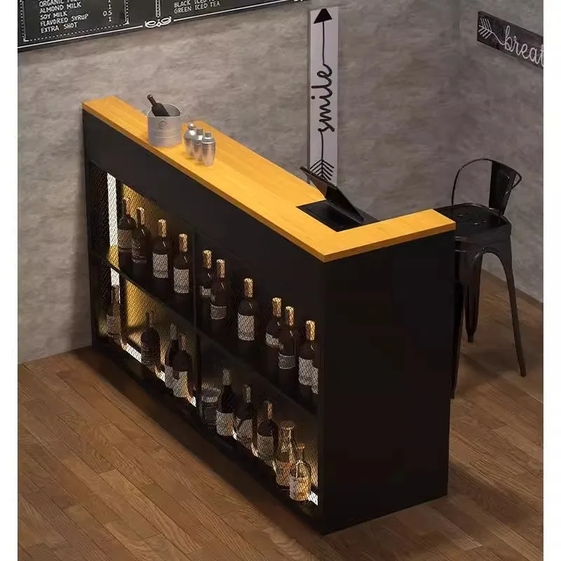 Bar checkout page Dining cafe Front desk Light luxury creative industrial style wrought iron wine rack Bar