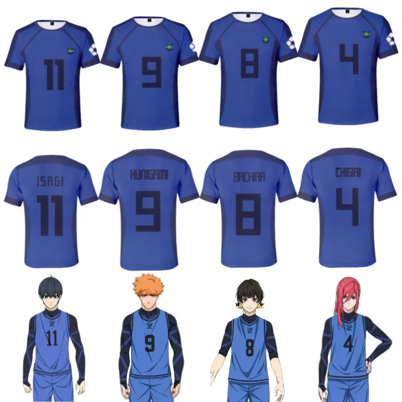 Anime Japanese Blue Lock Isagi Yoichi Football Jersey Man T-shirt Cosplay Hyoma Chigiri Meguru Bachira Tee