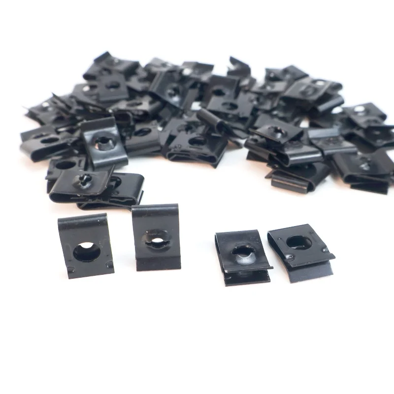 10/50Pcs Car Motorcycle Scooter Moped Cover Metal Retainer U-Type Clips ArmyGreen Self-tapping Bumper Fastener Anti-rust Clip