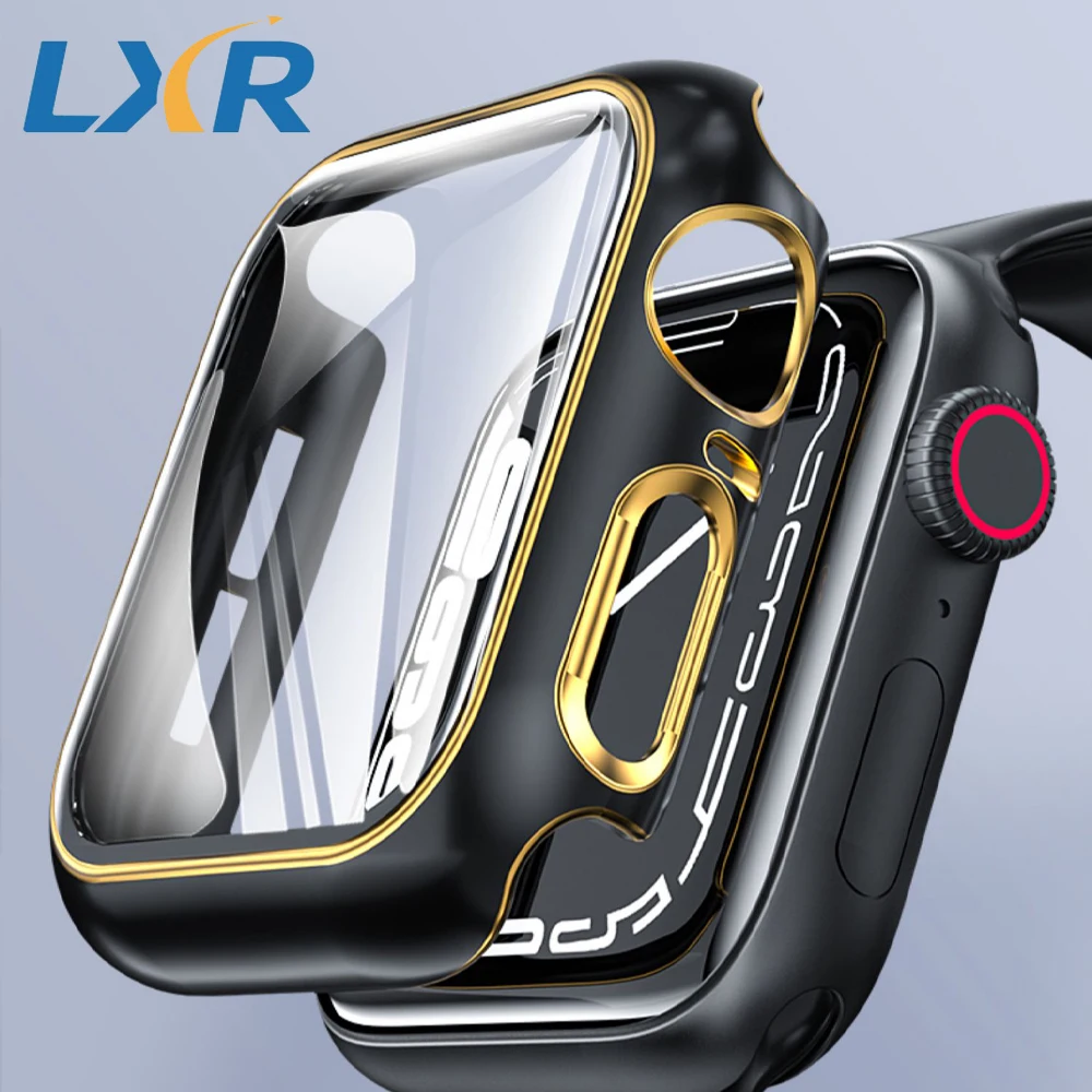 Защитная пленка для экрана Apple Watch, чехол 9 8 7 6 SE 5 4 3 серии, стекло + чехол для умных iwatch 45 мм, 44 мм, 41 мм, 40 мм, 42 мм, 38 мм, аксессуары