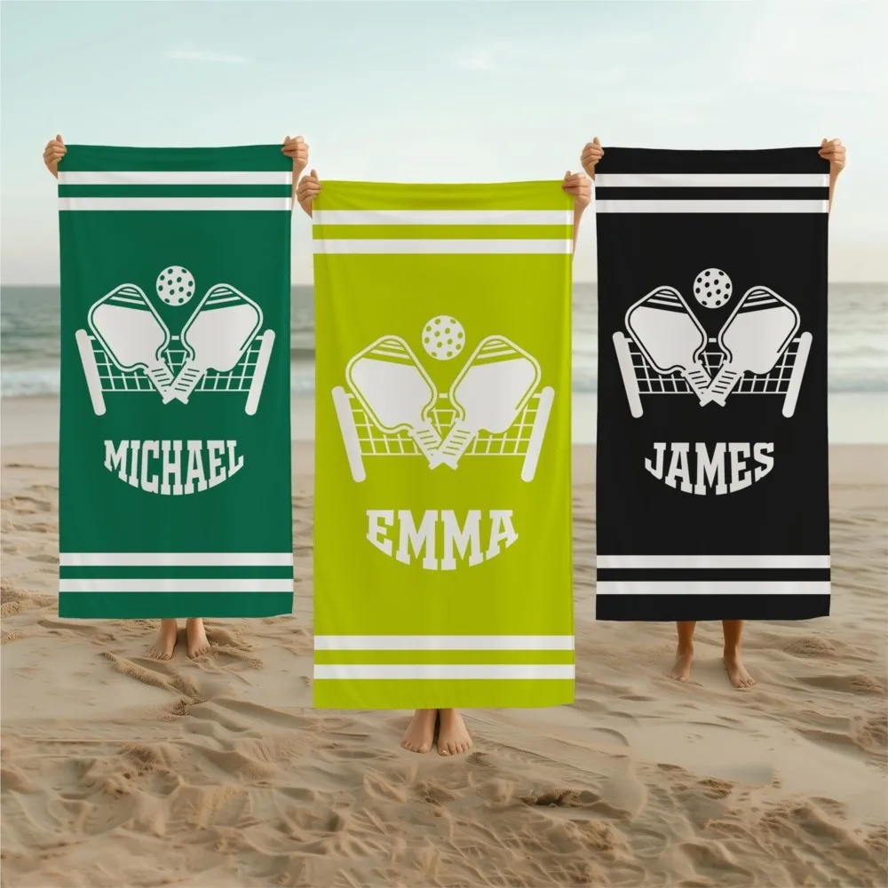 Personalized Pickleball Beach Towel Custom Name Paddle Towel Pickleball Gift Summer Pool Towel Sports Lover Gift Unisex