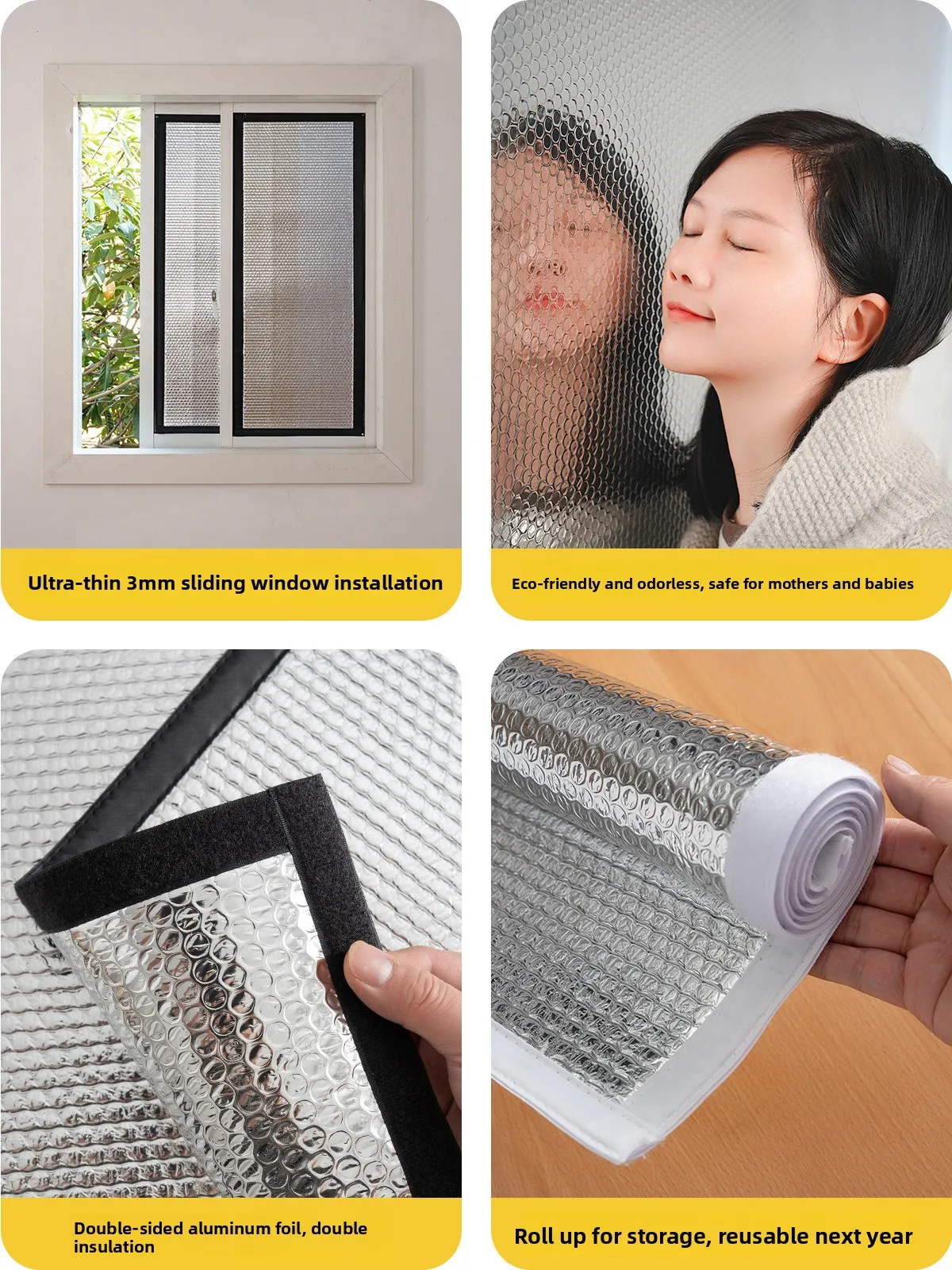

Sunade Window Glass Roof Window Balcony Heat Insulation Light Bloing Curtain Manual Operation PVC Material Inner Installa...