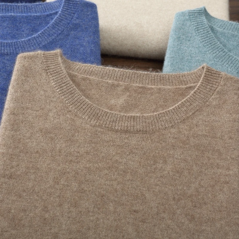 Camiseta para hombre Primavera/Novedad de verano 100% cachemir de manga corta para hombre jersey de punto con cuello redondo chaleco ropa informal de negocios para hombre