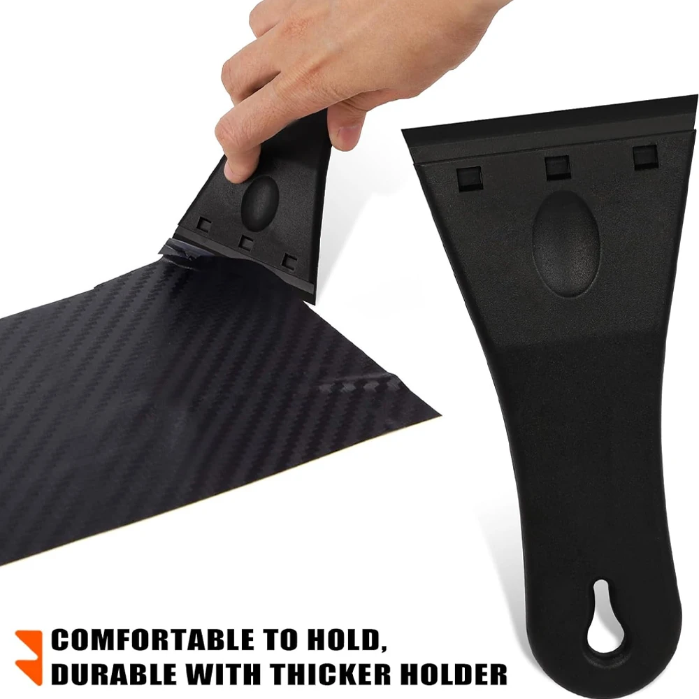 Plastic Handle Razor Blade Scraper Car Sticker Vinyl Wrap Film Residue Cleaning Remover Wallpaper Glue Clean Tool  Replace 10pcs