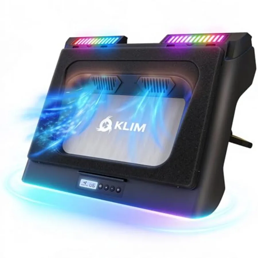 

KLIM Mistral Laptop Cooling Pad - 15.6-17.3 inch - Rubber Seal and Dust Filters - Turbo Fans 4500 RPM - Black - Gaming Laptop C