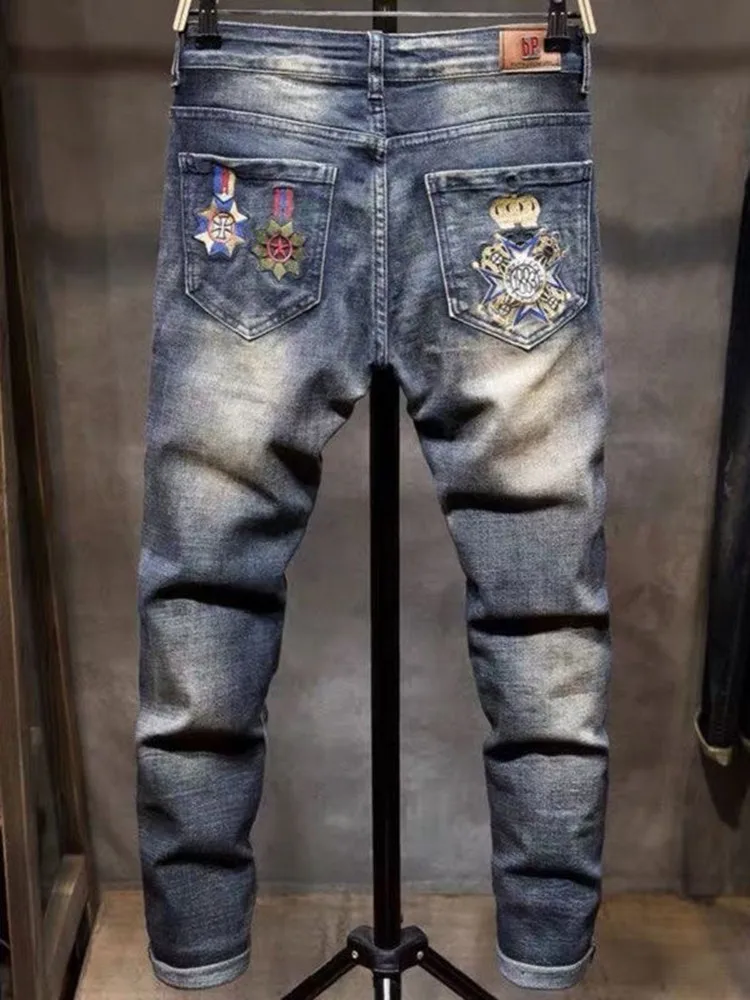 بنطال جينز رجالي مطبوع ممزق ، نحيل ، مريح ، جيد التهوية ، بنطال جينز عالي الجودة ، كاجوال ، موضة الموضة الجديدة ، 28-36 ، الصيف ، #4