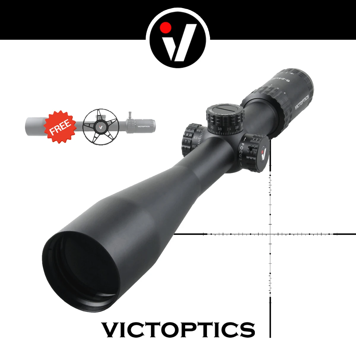 VictOptics S4 6-24x50 SFP mira telescópica, ajuste 1/10MIL con función de bloqueo de torreta y rueda de enfoque lateral libre para pistolas de aire y brazos contra incendios