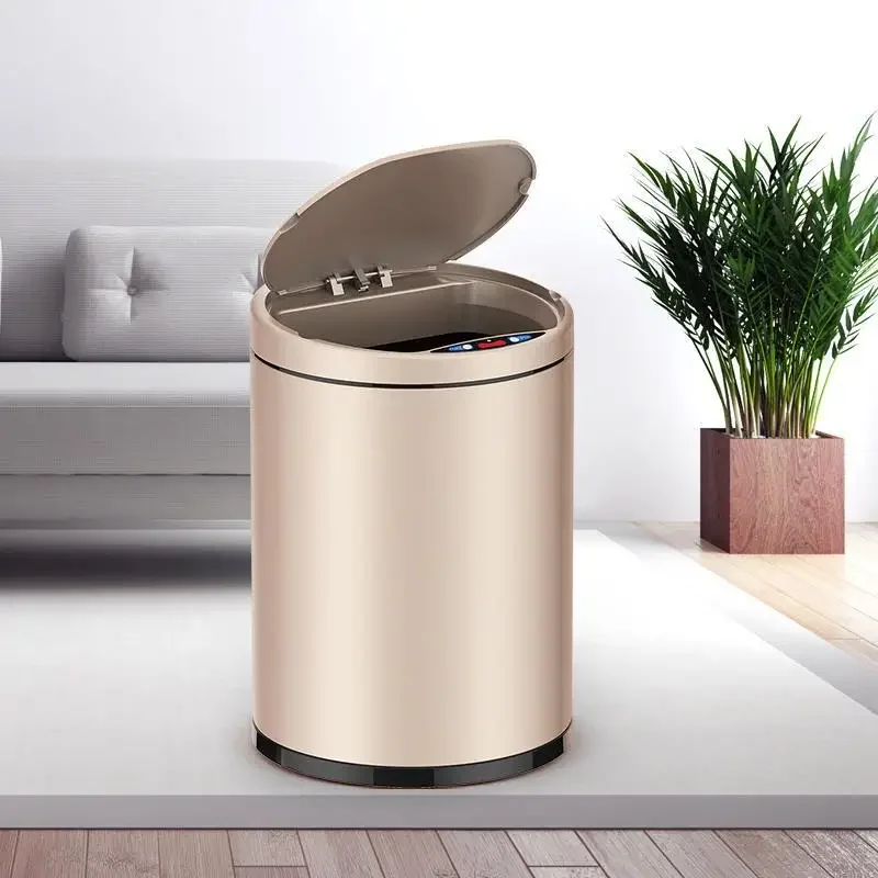 can stainless steel trash 12L Smart trash home living room bedroom kitchen bathroom automatic induction trash
