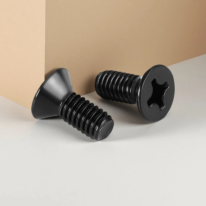 M1 M1.2 M1.4 M1.6 M1.7 M2 M2.5 M3 M3.5 M4 M5 Cruz Recesso Phillips Parafuso de cabeça escareada plana GB819 Aço carbono preto