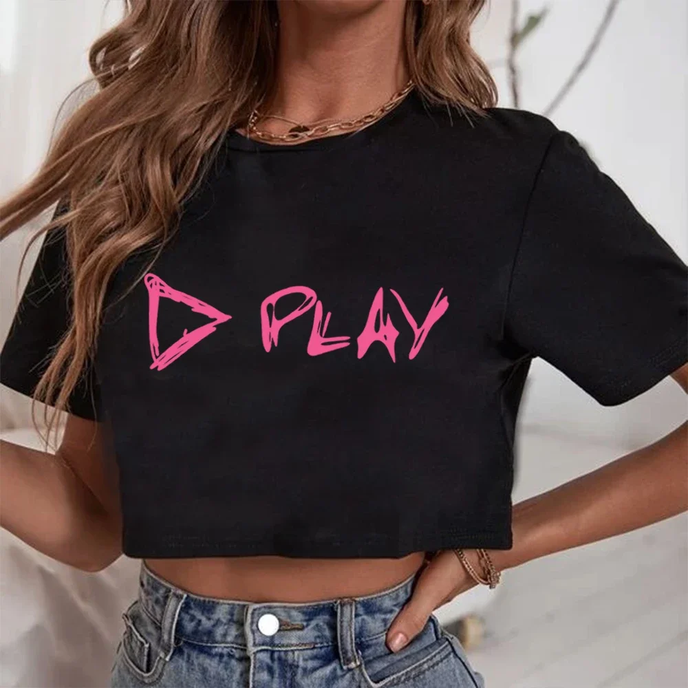 

2025 Ed Sheeran Play Shirt mujer cuello redondo manga corta Crop Tops camiseta regalo para fanáticos