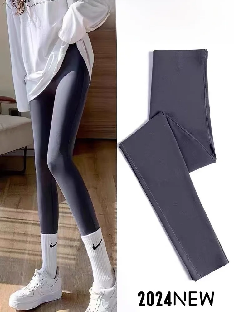 하이웨이스트 슬림핏 요가 피트니스 레깅스, 복부 보정 및 힙업 효과, 롱 레깅스, 나일론 스판덱스 여성용 팬츠