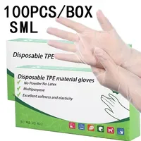 100PCS Disposable TPE Gloves Disposable Cleaning Gloves Baking Hairdressing Kitchen Hotels Restaurants Bathroom Cleaning Tools