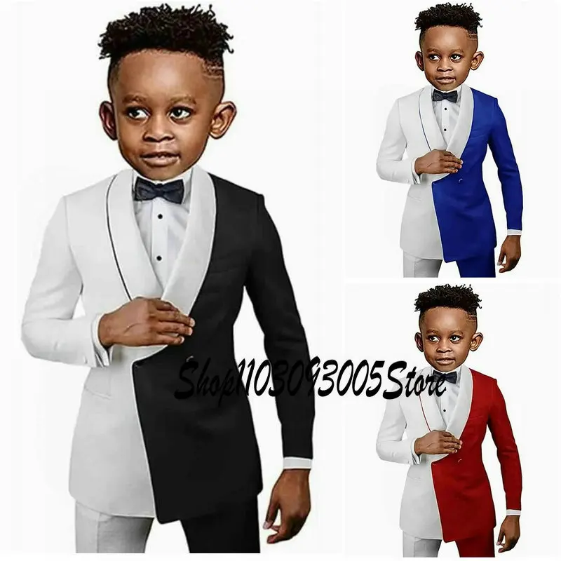 

Handsome Double Breasted Boys Suit Jacket Pants 2 Piece Set Wedding Tuxedo New Design Blazer for Kids 2T-16T Custom Size Clothes