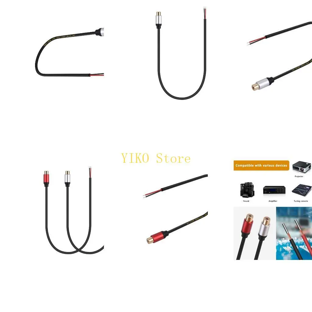 K32C Speaker Wire Auditory Female to Open End Pigtail Splitter Adapter Cable for Players Speakers Home Auditory