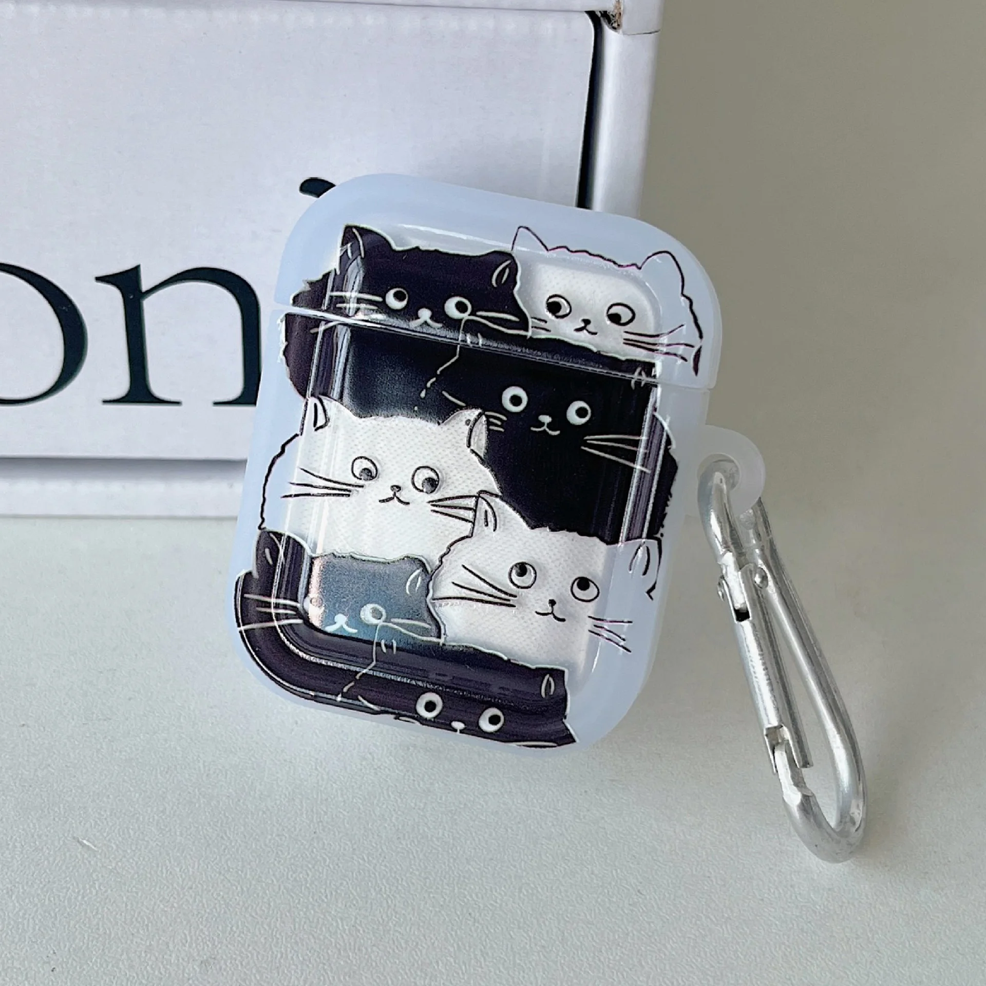 Custodia Bluetooth Wireless per AirPods1/2 AirPods3 AirPods pro e custodia per auricolari con motivo a gatto in tpu pro2 con portachiavi