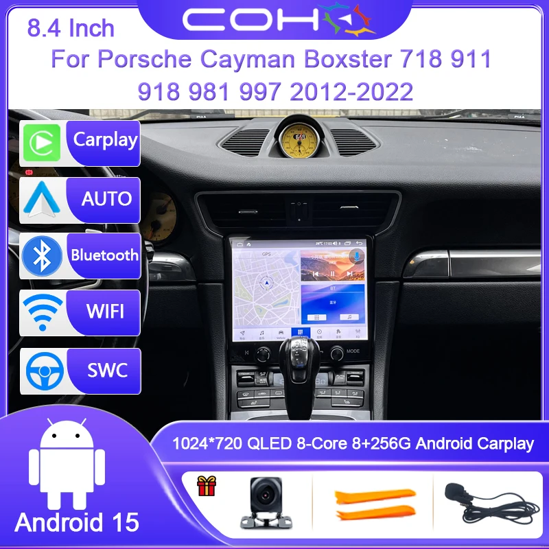 

8.4 Inch For Porsche Cayman Boxster 718 911 918 981 997 2012-2022 Car Multimedia Player Gps Radio Android15 Octa Core Carplay 4G