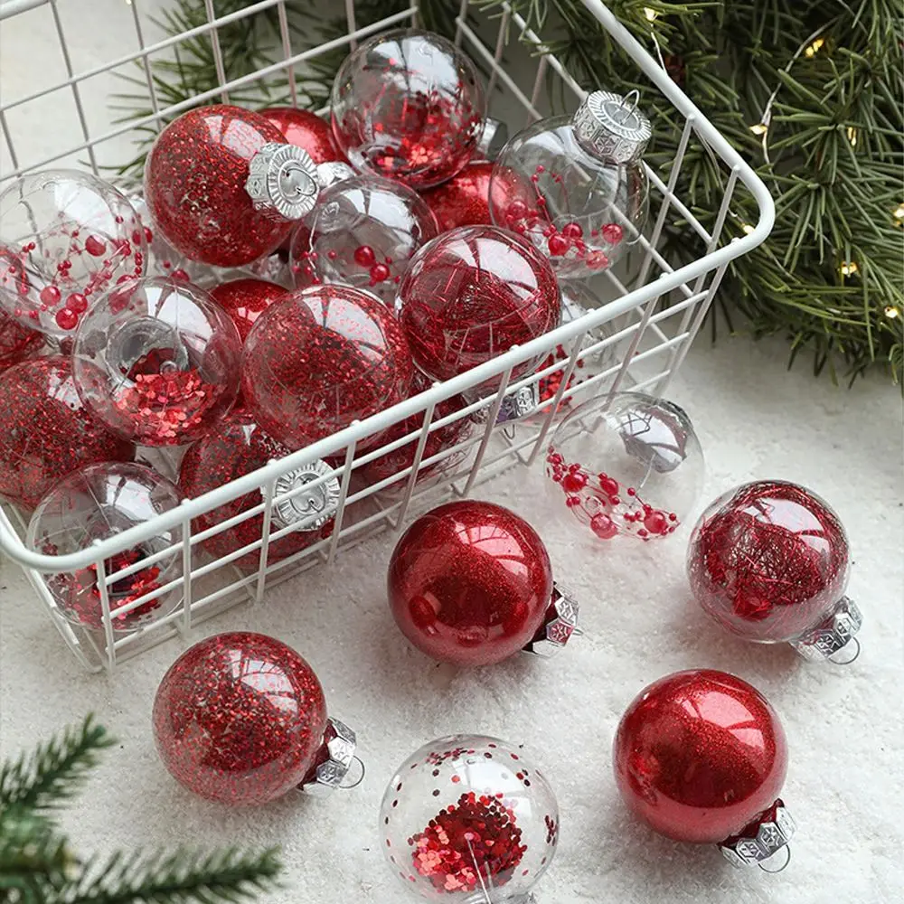 Kid Toys 6cm Painted Christmas Ball Plastic DIY Electroplated Hanging Balls Cartoon Merry Christmas Tree Decor Home Xmas Decor