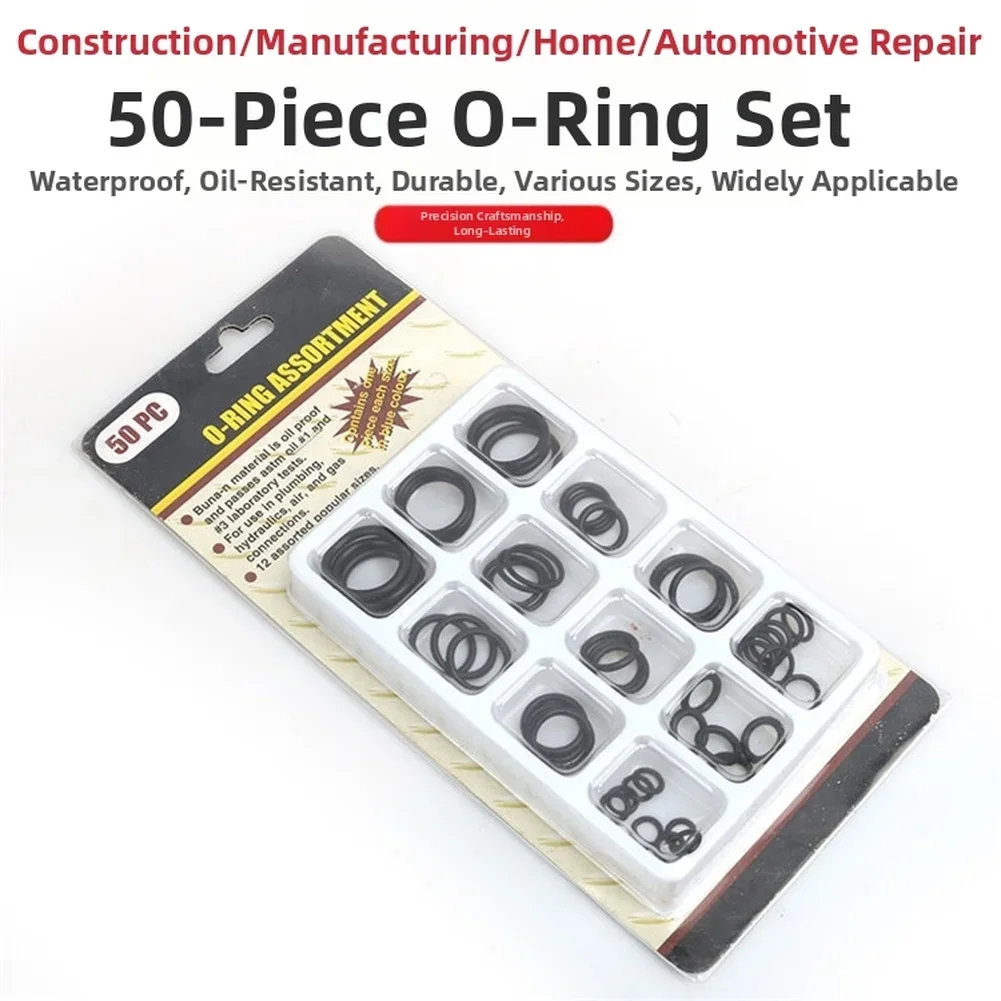Assortment Set 50 Piece O Rings Buna N Rubber For Plumbing Hydraulic Air Gas Applications Multi Size Seal Rings