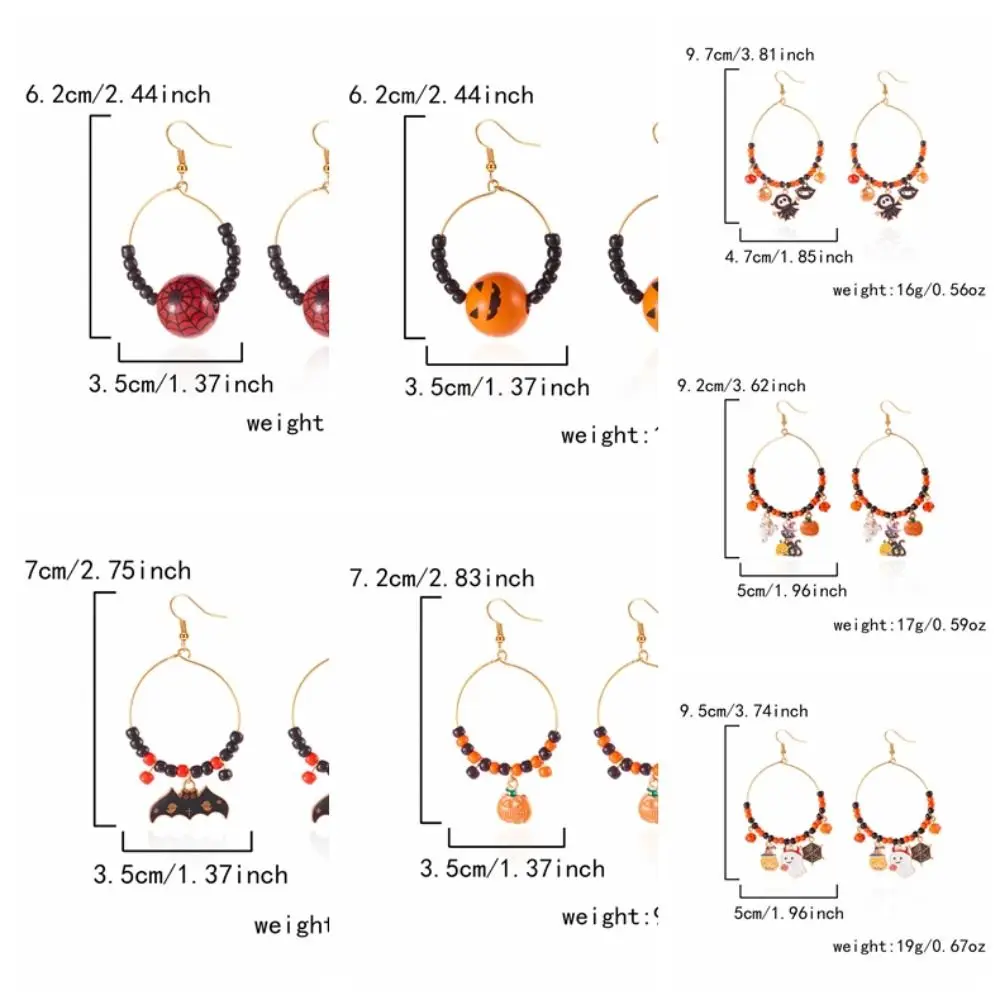 مجوهرات الخرز أقراط الهالوين الجمجمة القط اليقطين هوب أقراط قلادة القوطية شبح استرخى أقراط عطلة