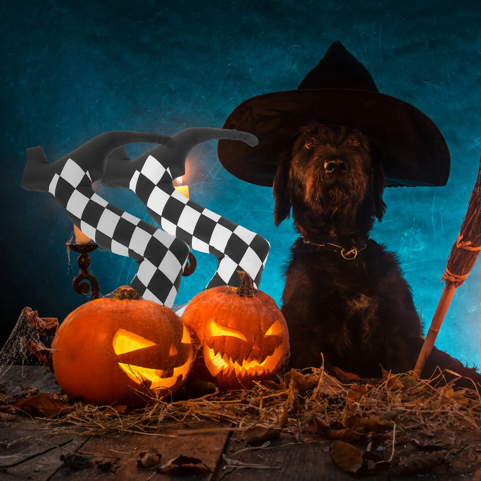 

Пара декоративных ног ведьмы для Хэллоуина: украшение для сада, газона, клумбы, багажника автомобиля, крыльца, для вечеринок в стиле Хэллоуин