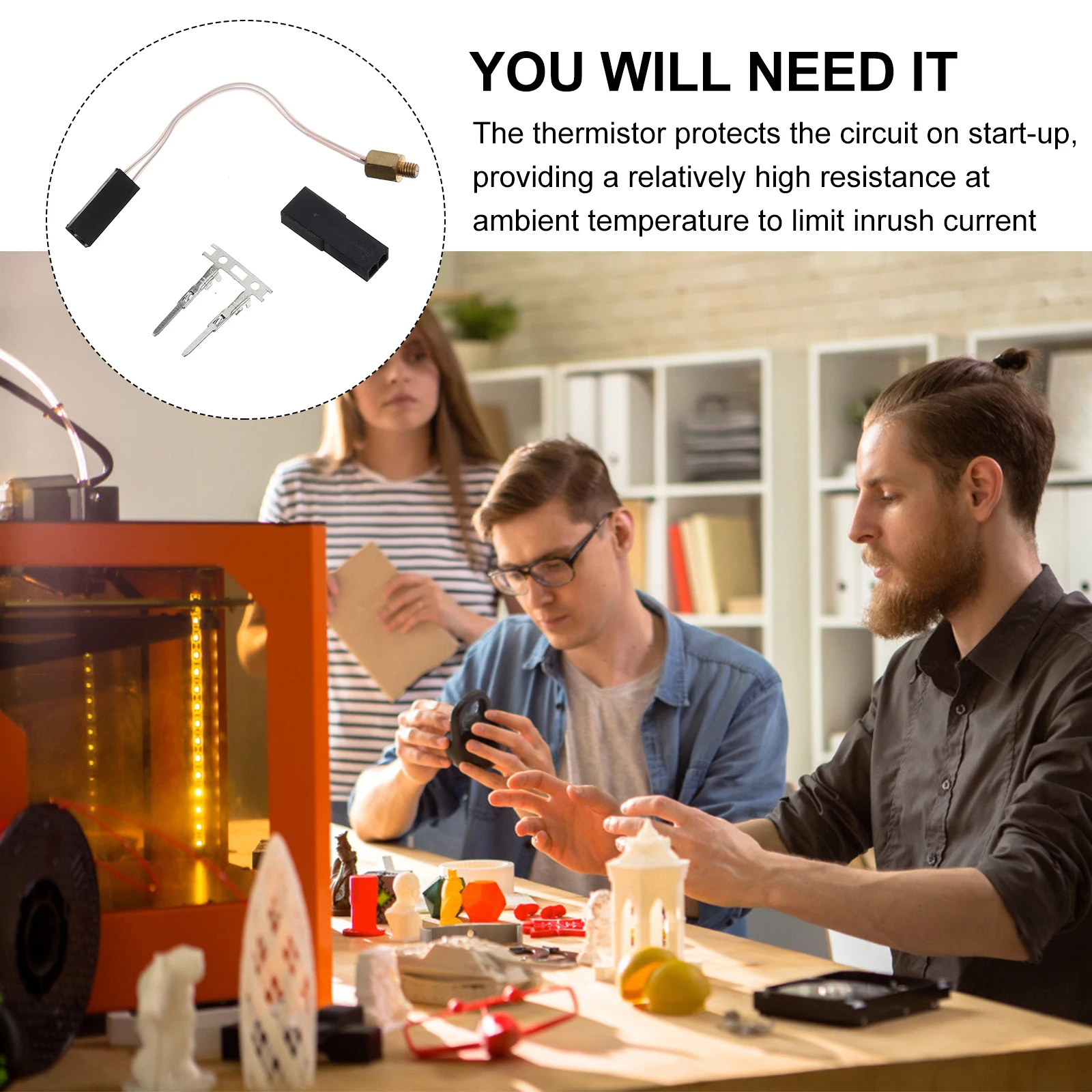 

3D Printing Thermistor Printer Extruder Hot End Extruders Heat Block Replacement Parts Heating