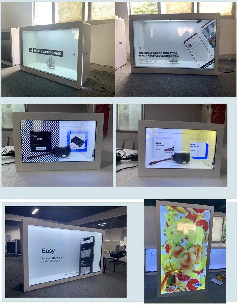 86 Inch Indoor 3D Hologram Interactive LCD Transparent Showcase With Touch Screen Advertising Display Hologram Showbox