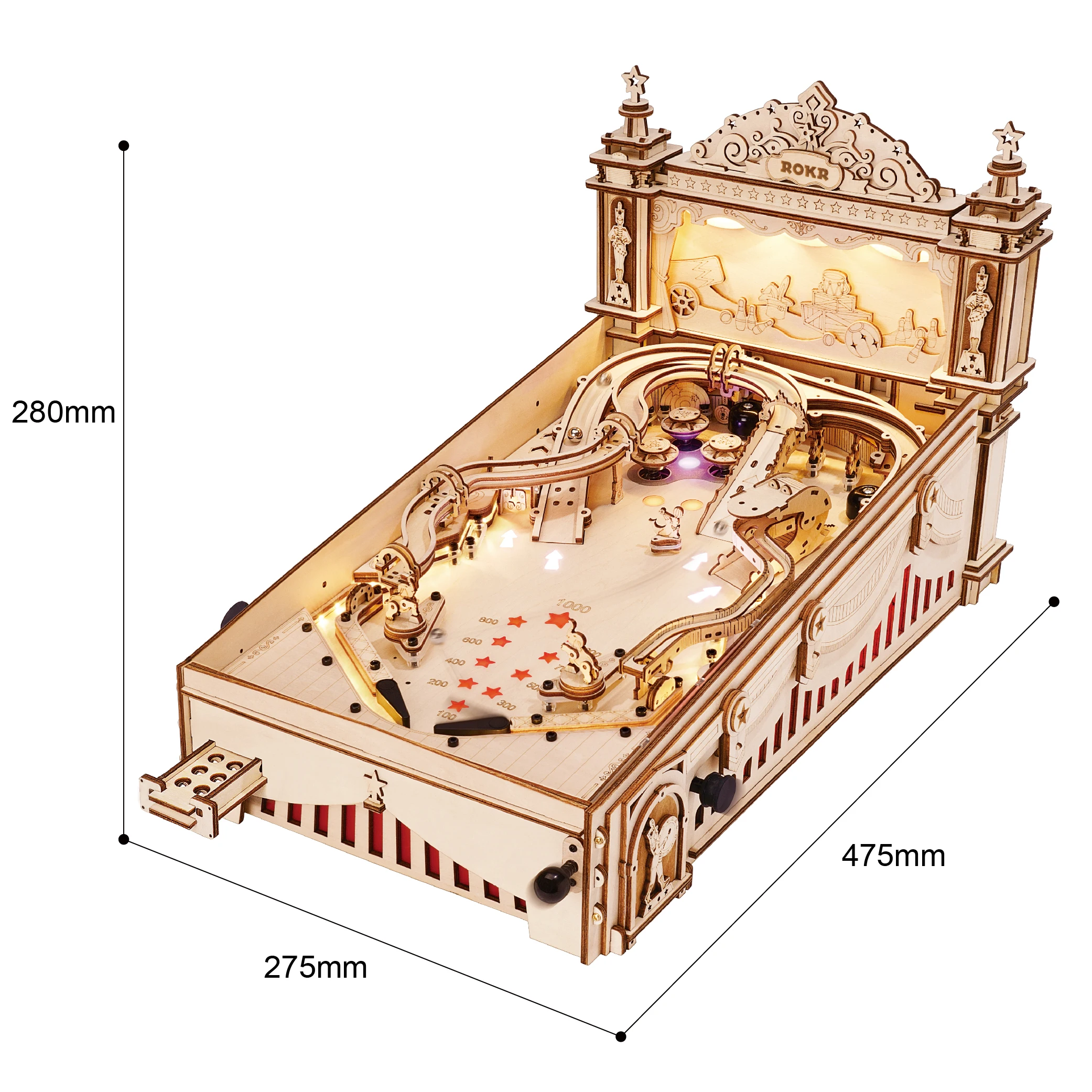 Robotime Rokr Pinball Machine 3D Wooden Puzzle Toy Assembly Model Building Kits for Children Kids Birthday Gift