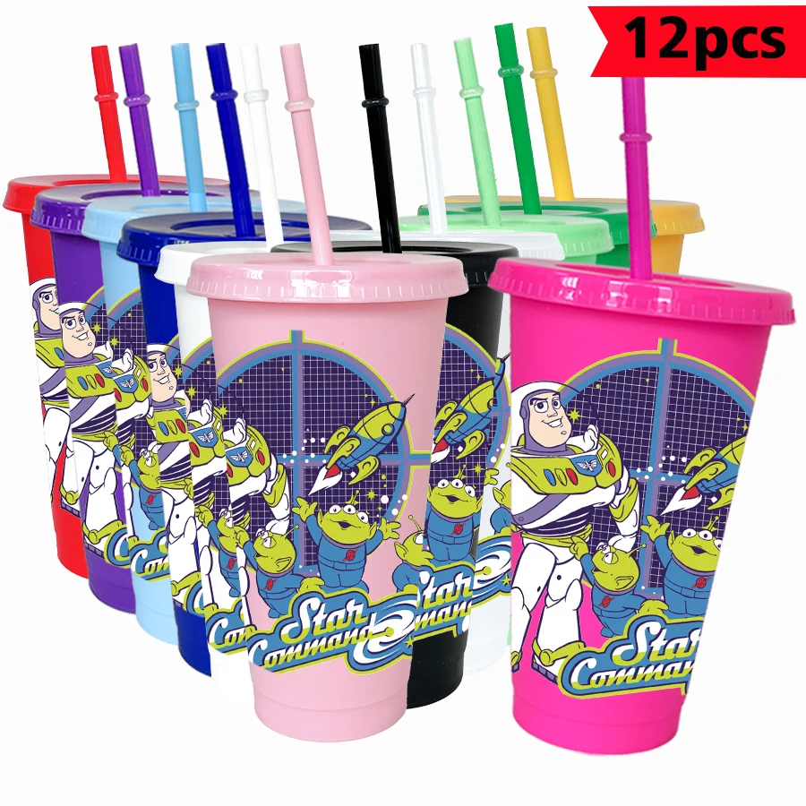

12pcs/batch Disney Buzz Lightyear Three-eyed Boy 26oz Colored Plastic Tumbler Birthday Party Drinkware Juice Coffee Cups