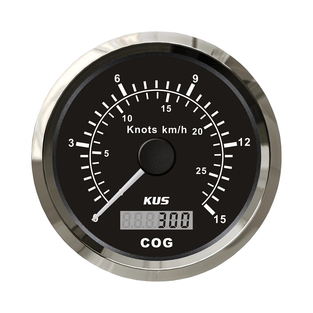 Kus 85Mm Universele Gps Snelheidsmeter Snelheidsmeter Met Koers Over De Grond Voor Bootjachten Met Rood Geel Achtergrondverlichting - afbeelding 1
