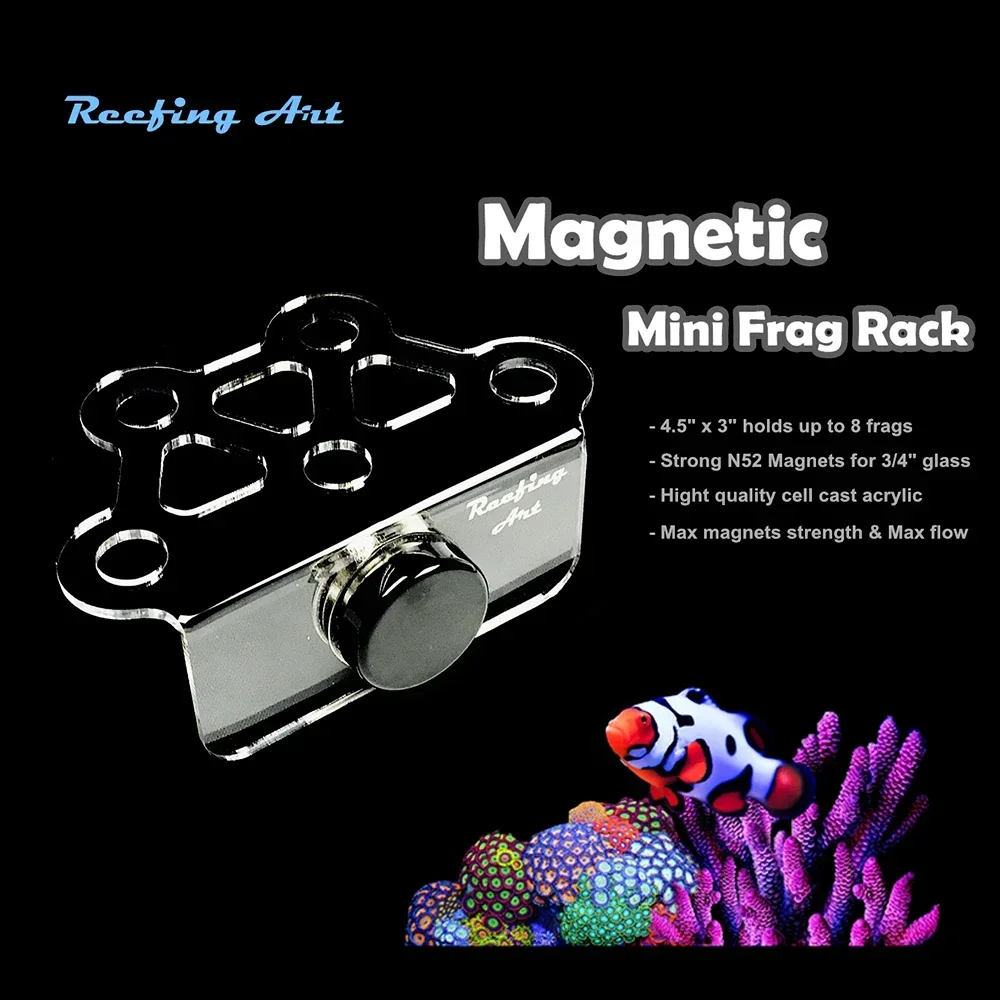 Reefing Art Super Clear Acrylic Magnetic Coral Frag Plugs Rack Holder Fish Tank for 15 - 20MM Glass Thickness