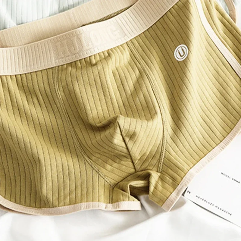 U-محدب الحقيبة الرجال boxershorts المراهقين منتصف الارتفاع الملابس الداخلية ثلاثية الأبعاد دعم تنفس تمتد جذوع 100% القطن المضادة للفة