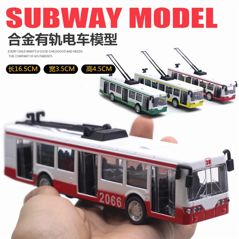 1: 90 alloy bus, tram model, rebound force 3, door opening sound and light car model, subway hot selling new toy gift