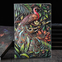 A5 Notebook 3D Three-dimensional Peacock European Retro PU Embossed Notepad Hardcover Diary Business Gift Office Supplies QP-47
