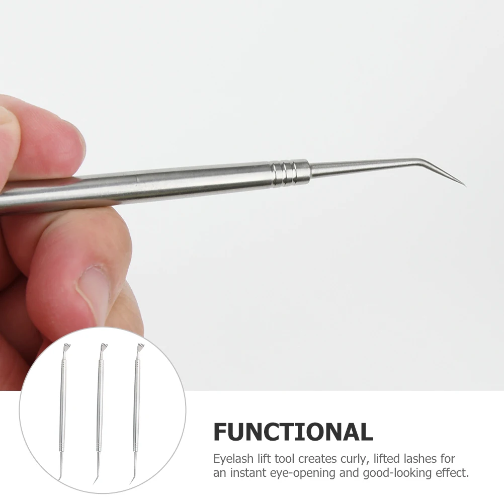 

3pcs Stainless Eyelash Curling Tool Combo Silver Ergonomic H Lash Perm Lash Comb For Eyelash Kit Separator Comb Lift Rods