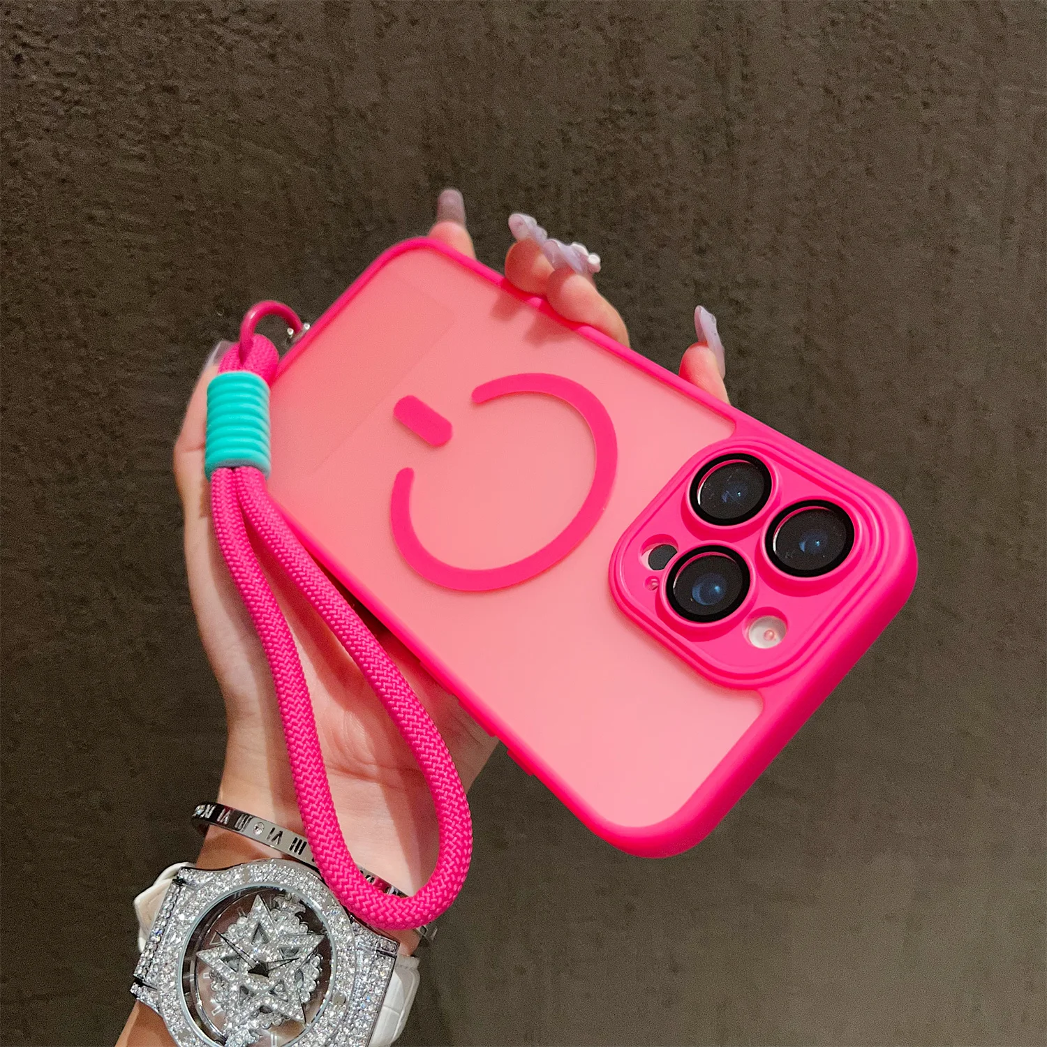 واضح Magsafe للصدمات الوفير ماتي الحال بالنسبة آيفون 17 16 14 13 Mini 15 12 11 Pro Max زائد الحبل شريط للرسغ غطاء مغناطيسي #2