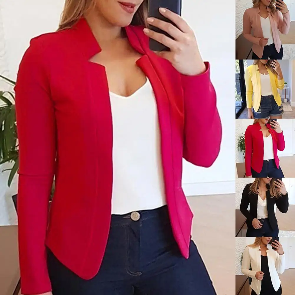 Women Business Blazer Plus Size Jacket Polyester All Match Office Suit Workwear Lapel Button Formal Coat Casual Elegant Style