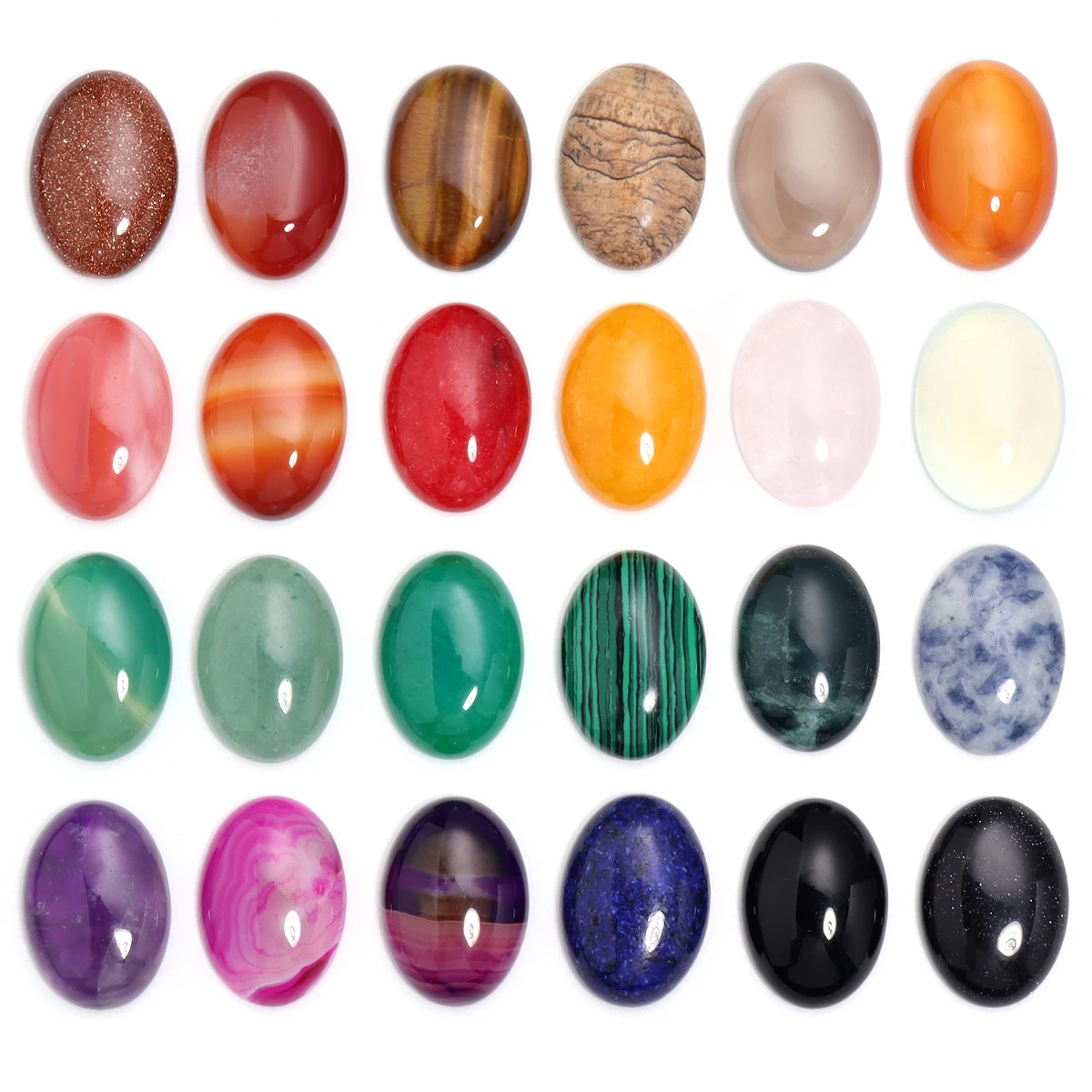 2/5/10Pcs/Pack Natural Oval Shape Stone Tiger Eye Opal Agates Cabochon Loose Beads for Jewelry Making DIY Jewelry Accessories