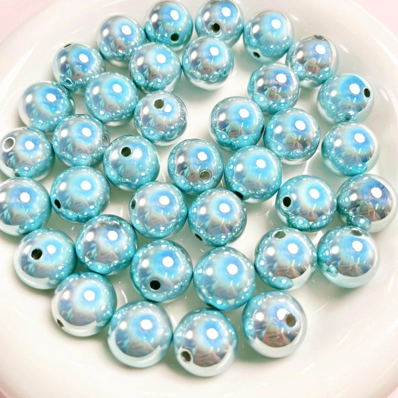 10 Pieces Craft Beads Keychain Accessories Reflective Round Beads Reflective Jewelry Beads for Clothing and Accessories