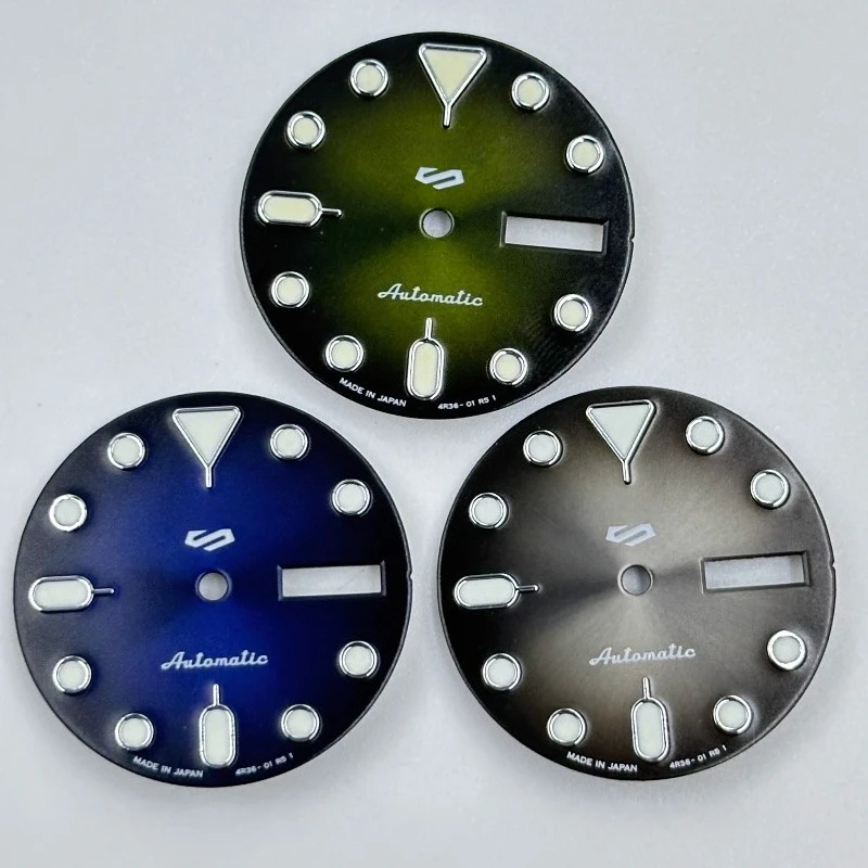 Customized NH36 dial diameter 28.6mm green luminous double calendar mechanical watch modified NH36 watch assembly gradual change