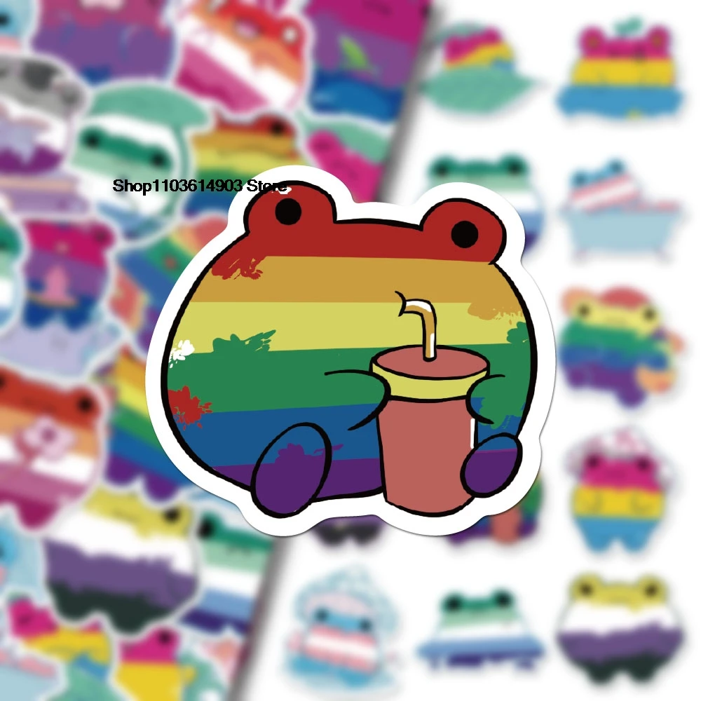 50PCS Colored frog stickers Creative Decoration Mobile Phone Laptop Computer water bottle chool teacher supplies reward stickers