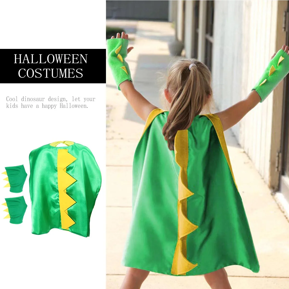 1Set Dinosaur Cape Dragon Wristband Costume Cloak Spikes Comfortable Halloween Party Dress Up Childrens Pretend Play