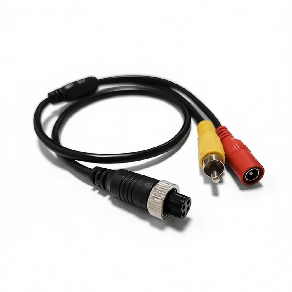 Pure Copper Aviation Plug To Dual RCA Audio Video Cable Adapter Connector For Vehicle Camera Security Monitor System